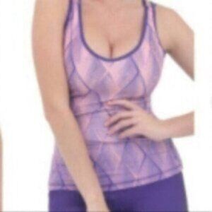Luna Jai Women Purple Sleeveless Scoop Neck Strappy Workout Tank Top Size Medium